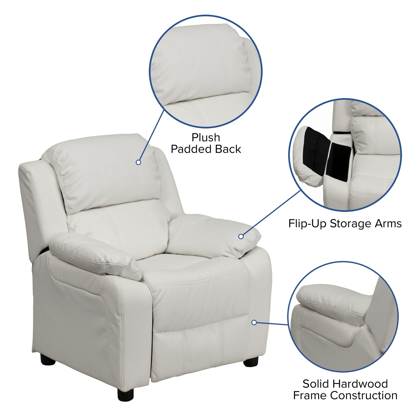 White Vinyl Kids Recliner BT-7985-KID-WHITE-GG