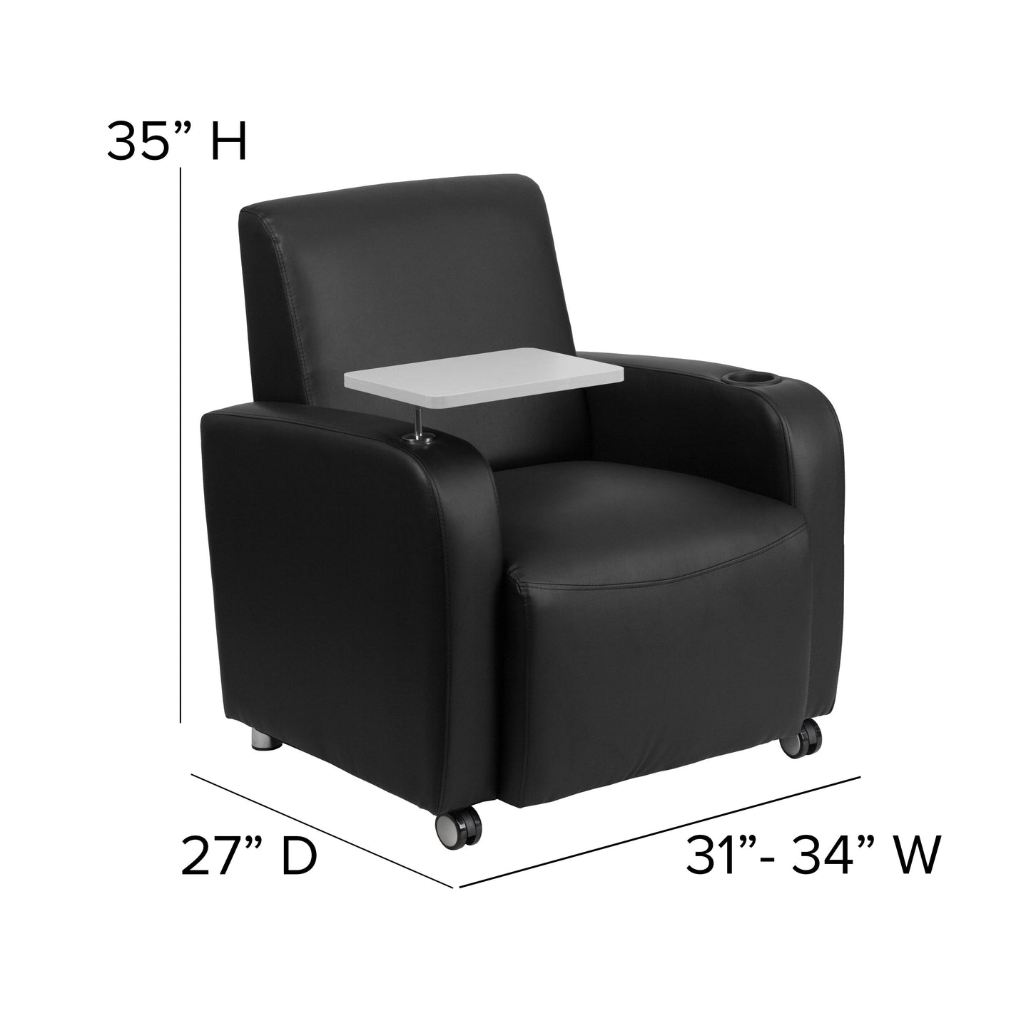 Black Leather Tablet Chair BT-8217-BK-CS-GG