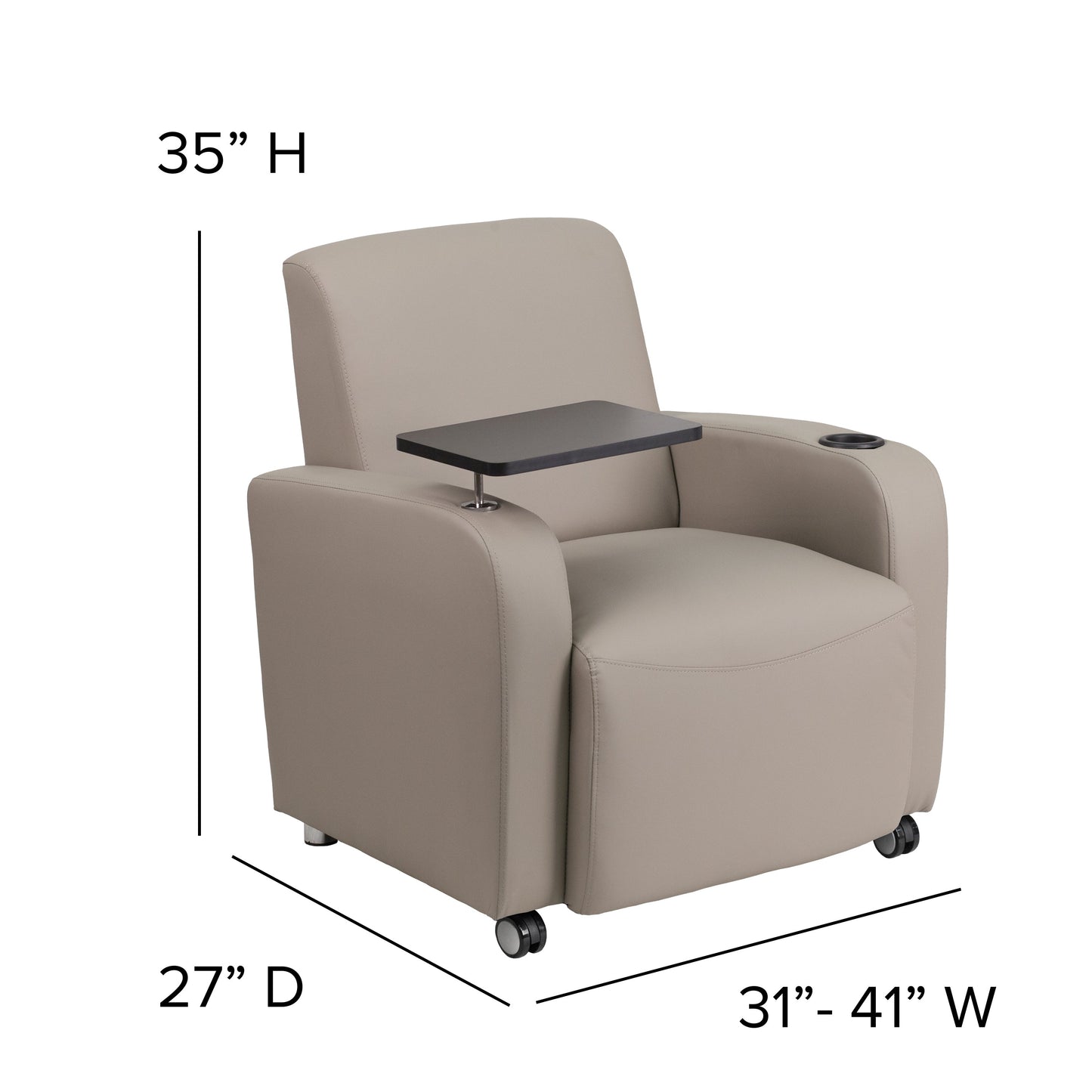 Gray Leather Tablet Chair BT-8217-GV-CS-GG