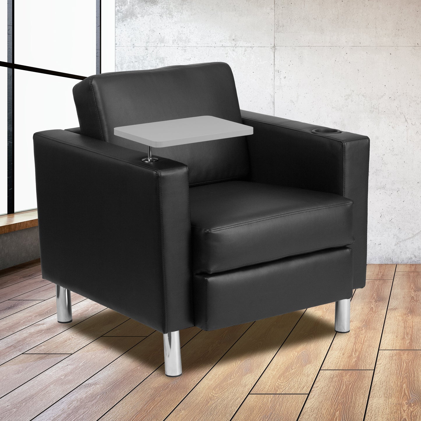 Black Leather Tablet Chair BT-8219-BK-GG