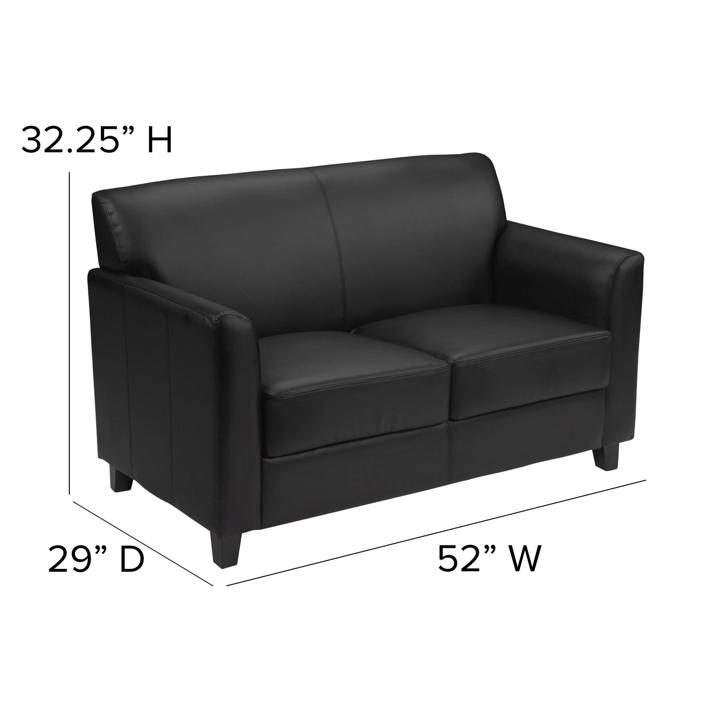 Black Leather Loveseat BT-827-2-BK-GG