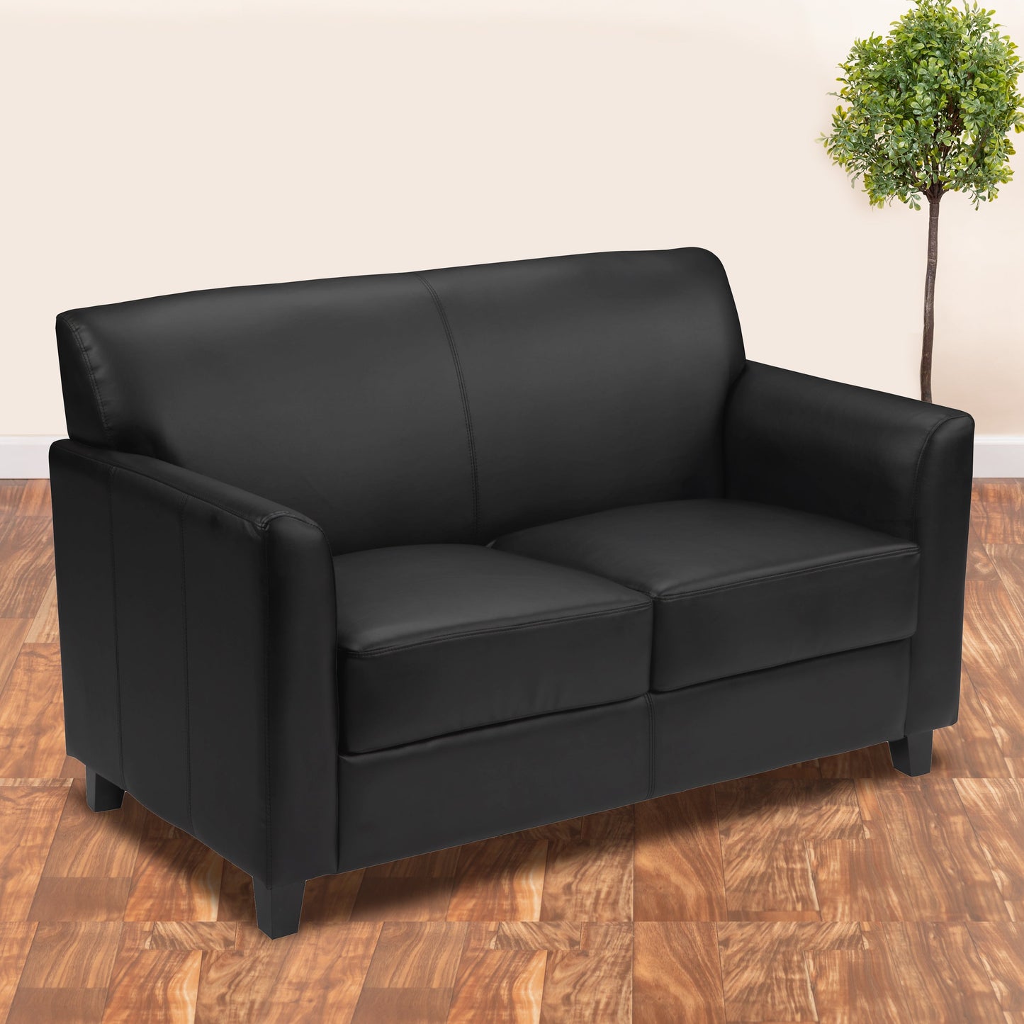 Black Leather Loveseat BT-827-2-BK-GG