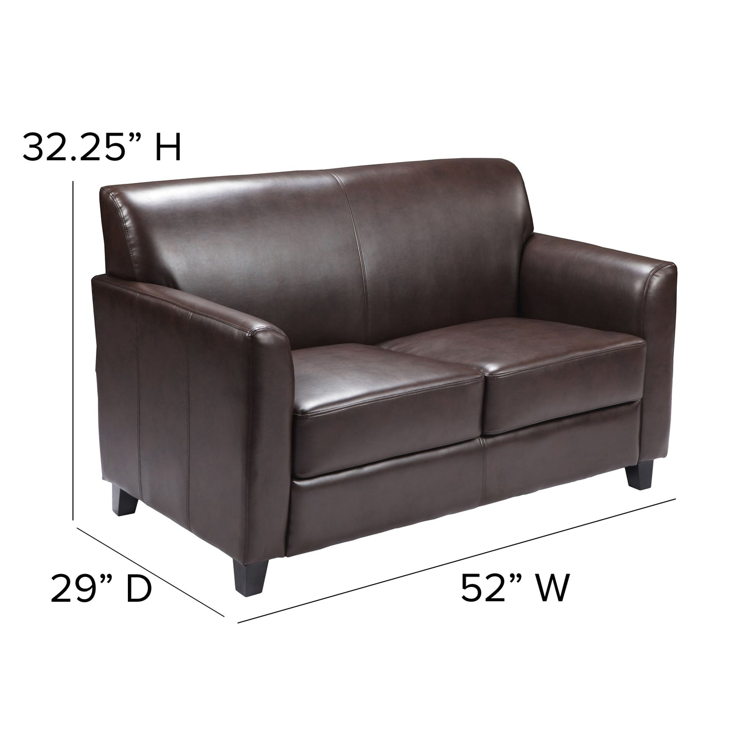 Brown Leather Loveseat BT-827-2-BN-GG