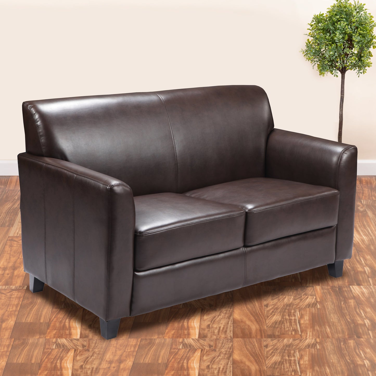 Brown Leather Loveseat BT-827-2-BN-GG