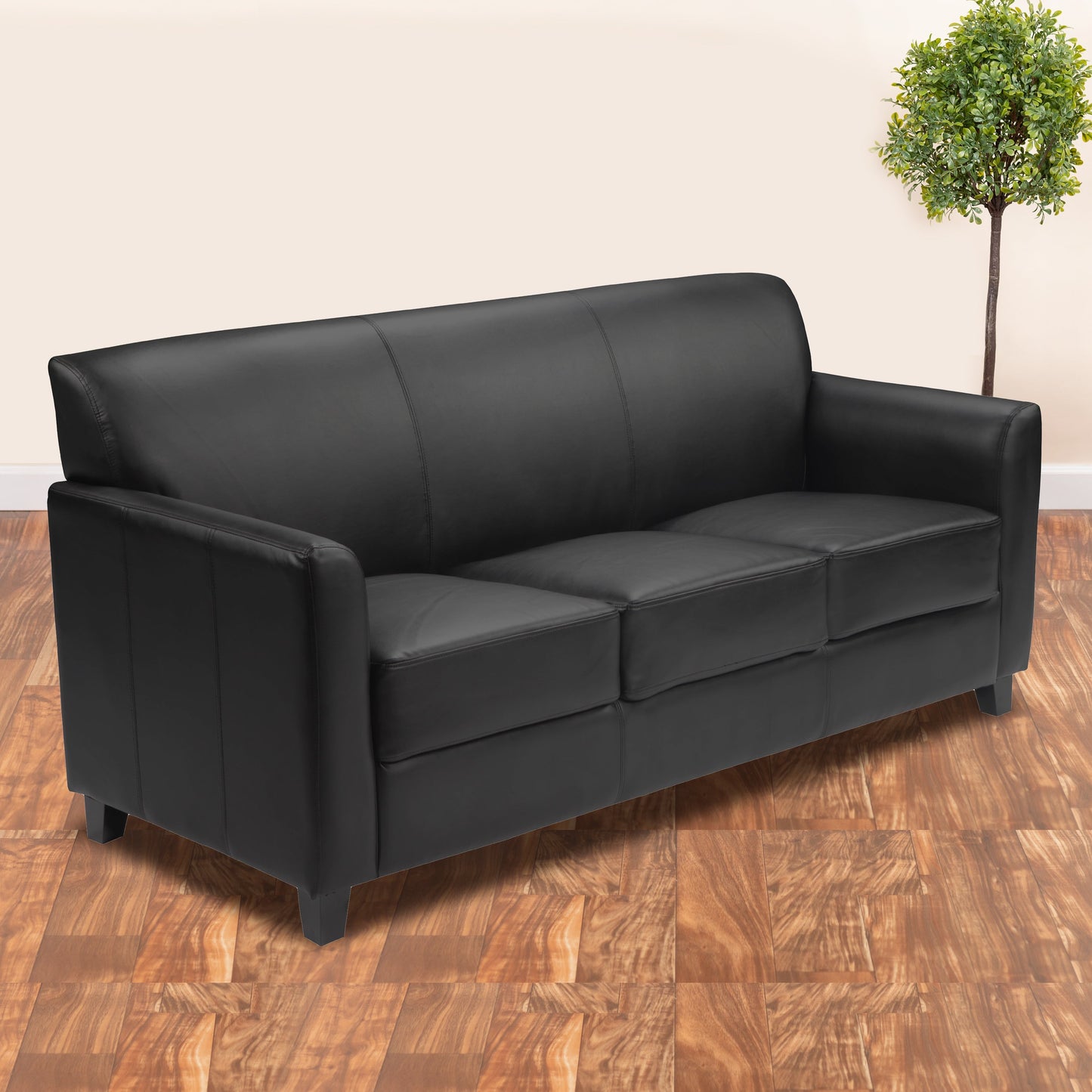 Black Leather Sofa BT-827-3-BK-GG