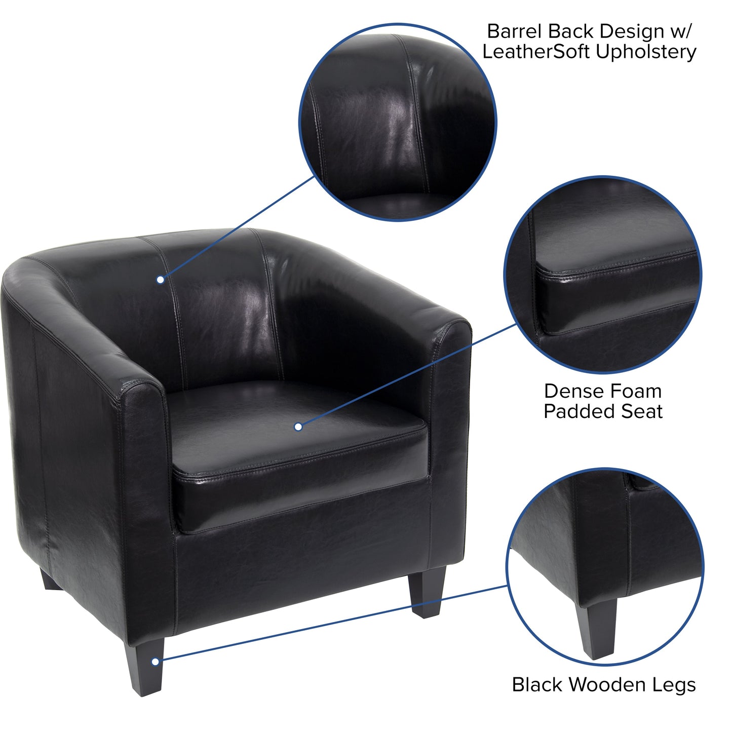 Black Leather Guest Chair BT-873-BK-GG