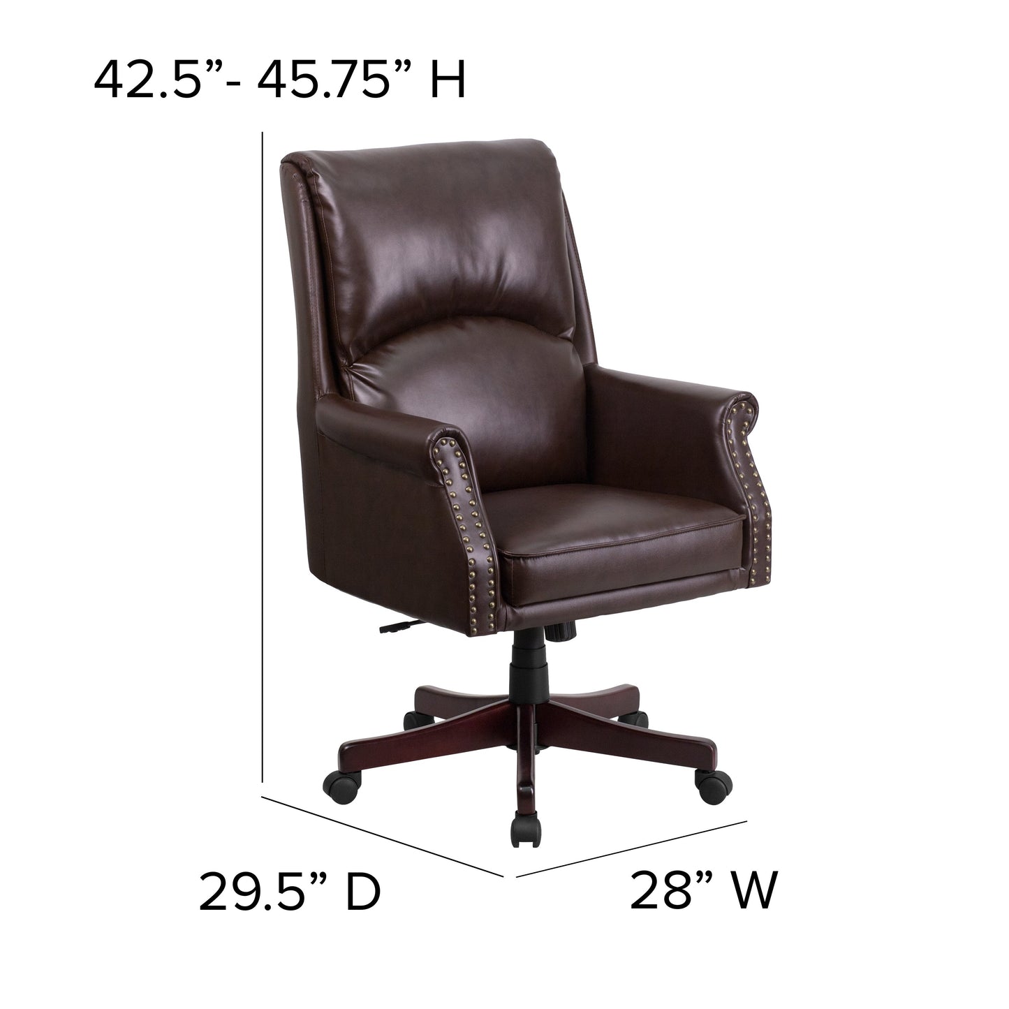 Brown High Back Leather Chair BT-9025H-2-BN-GG