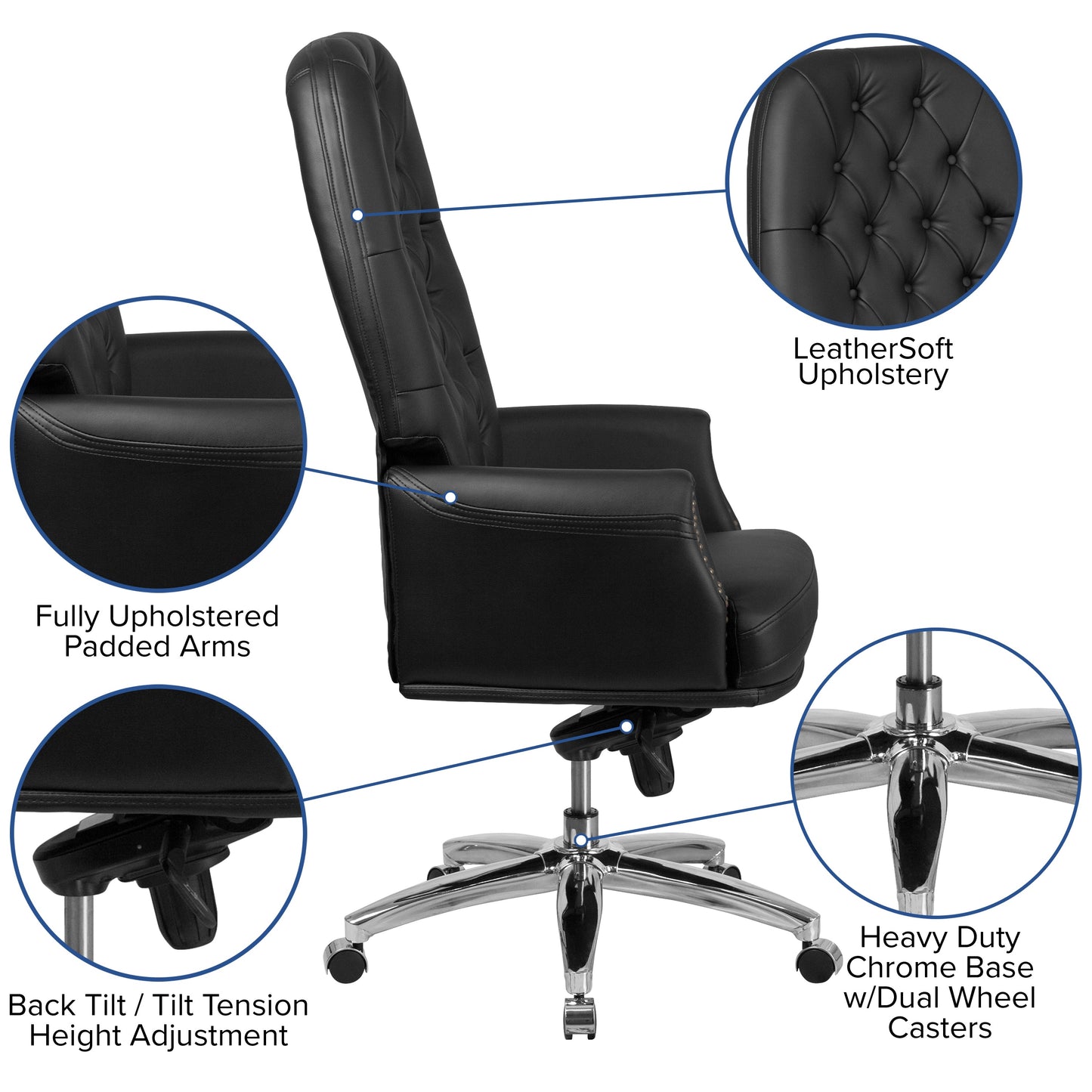 Black High Back Leather Chair BT-90269H-BK-GG