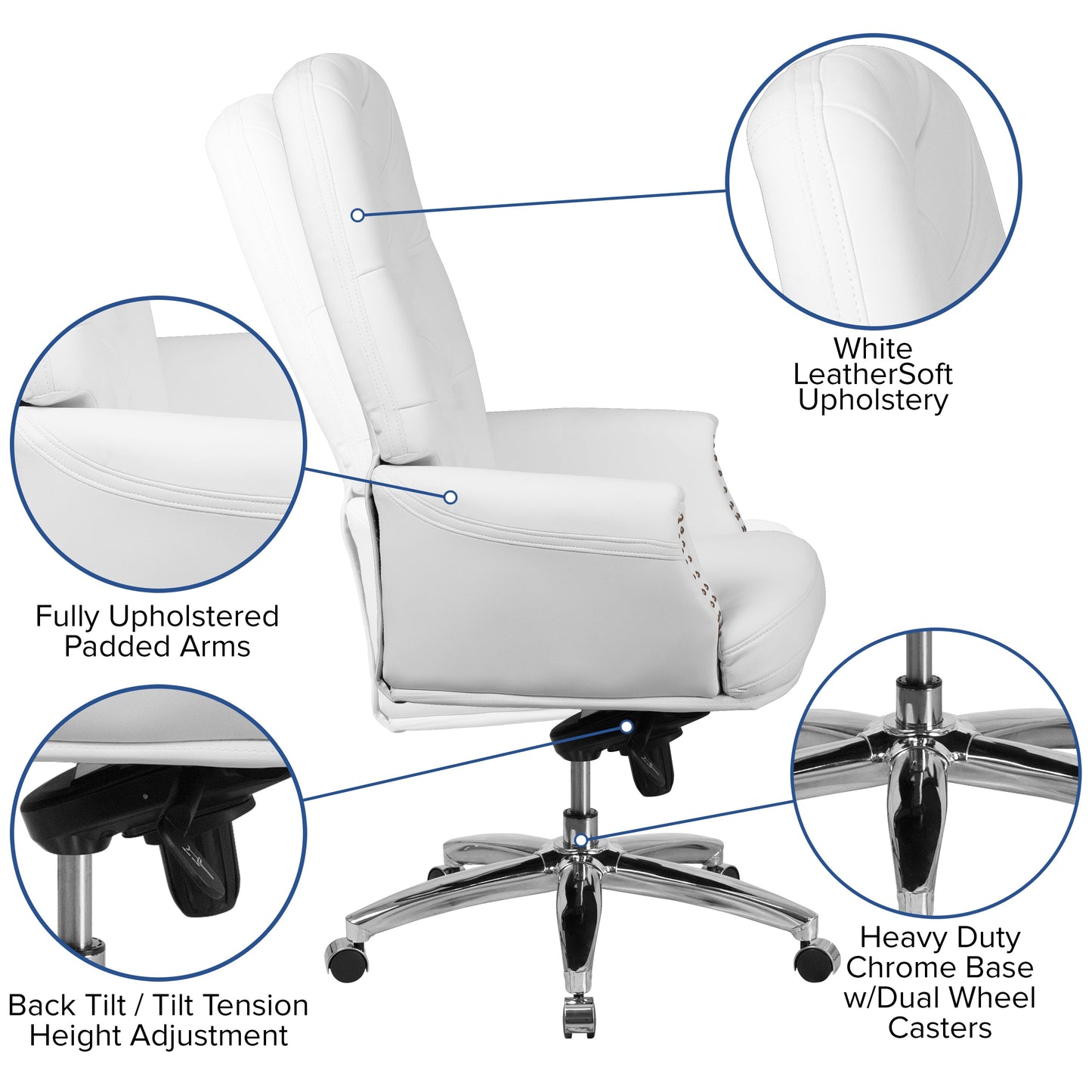 White High Back Leather Chair BT-90269H-WH-GG