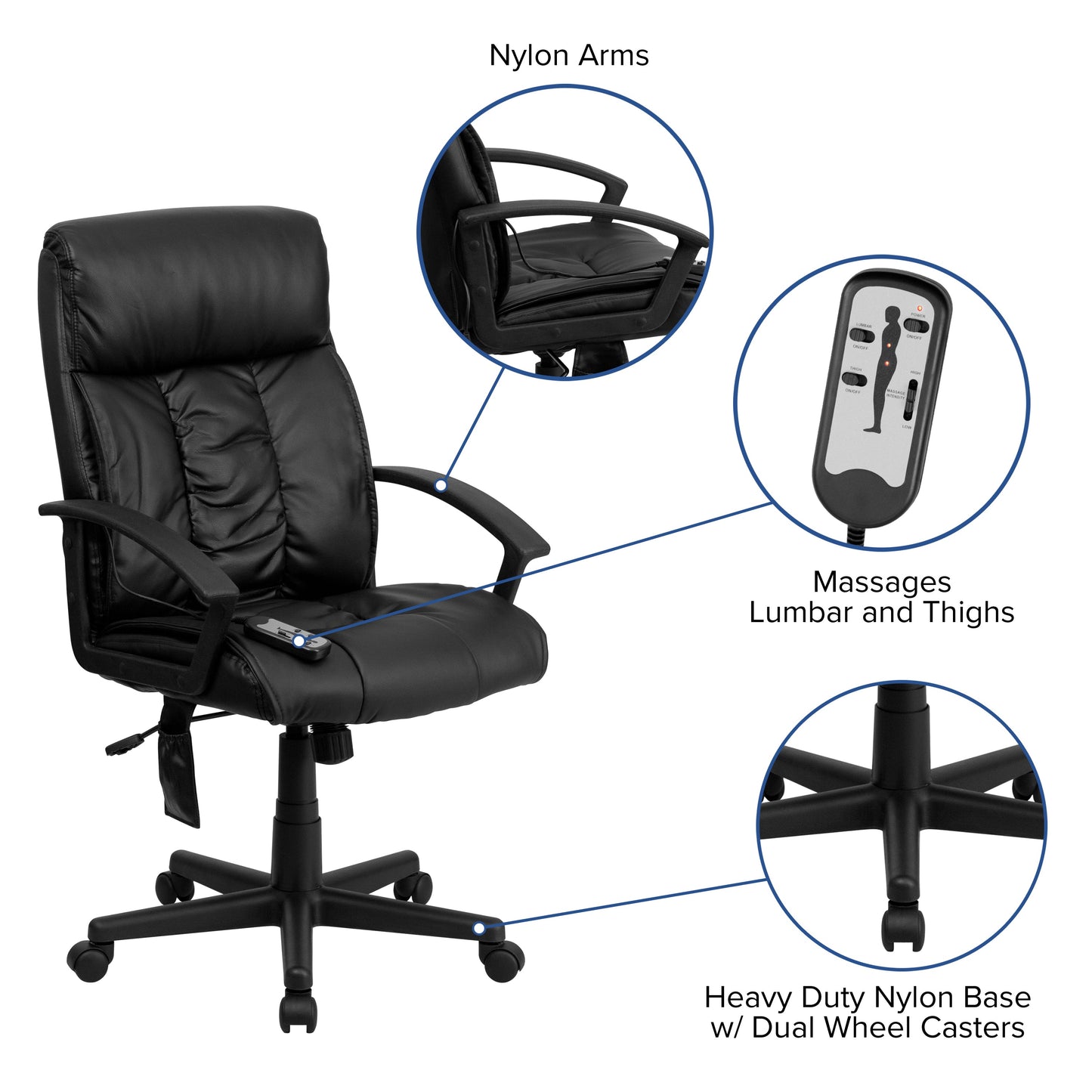 Black High Back Massage Chair BT-9578P-GG