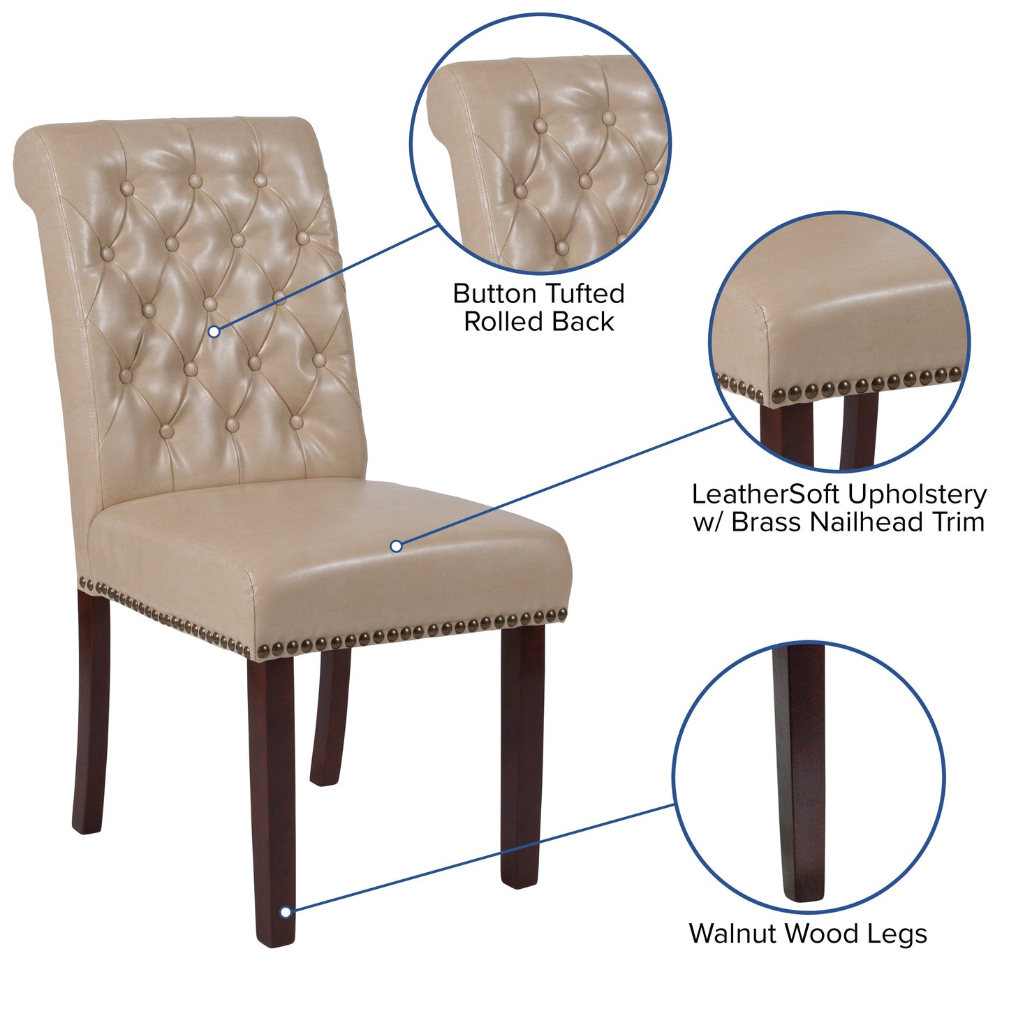 Beige Leather Parsons Chair BT-P-BG-LEA-GG