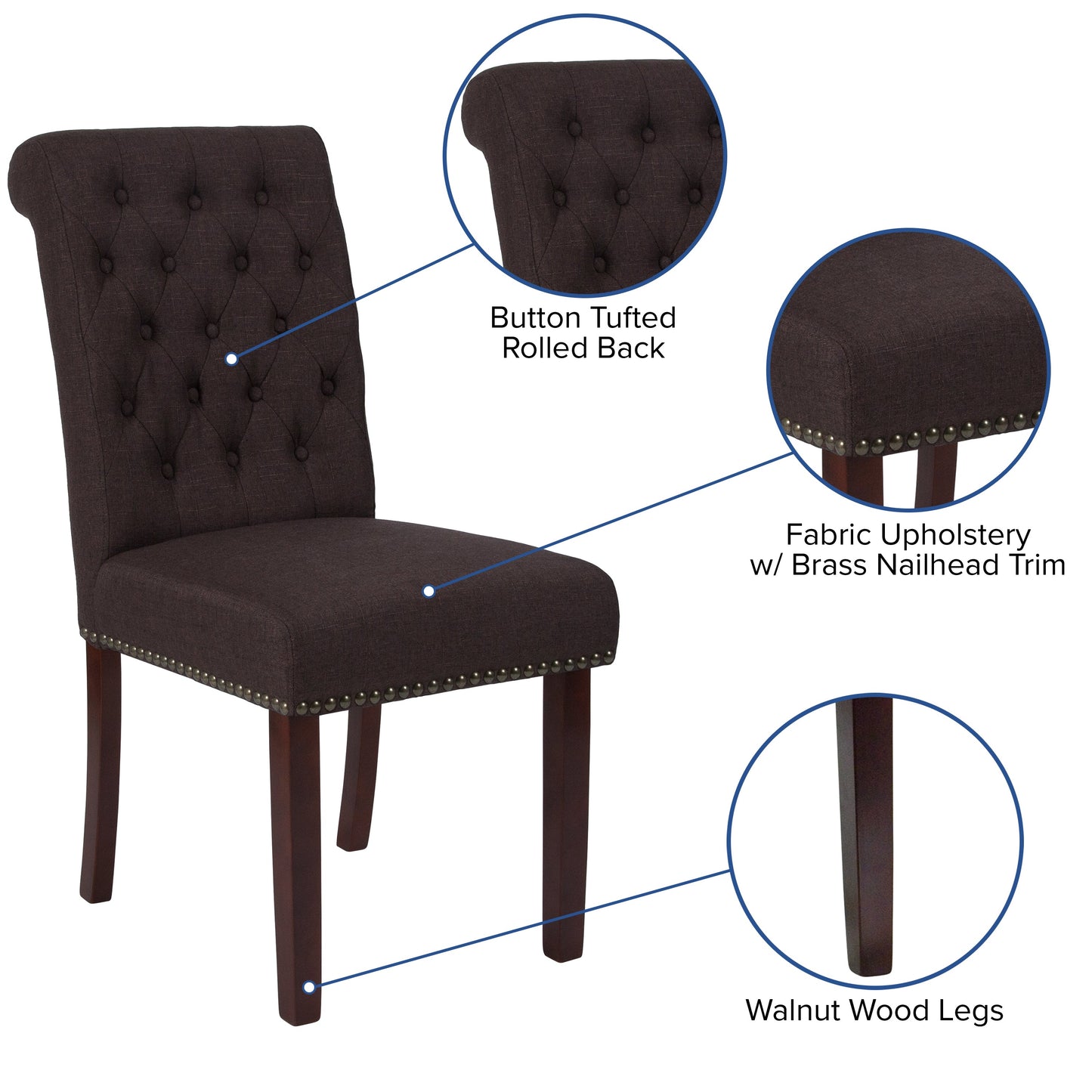 Brown Fabric Parsons Chair BT-P-BRN-FAB-GG