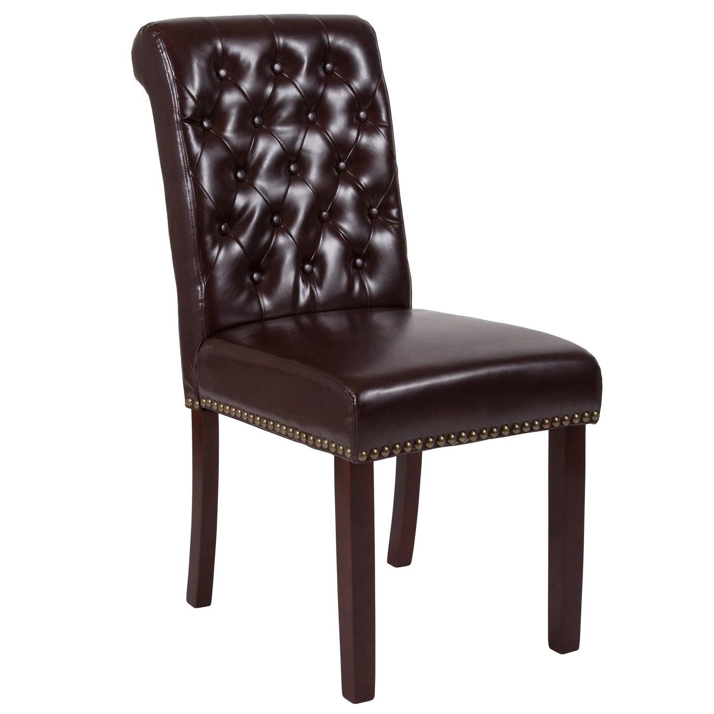 Brown Leather Parsons Chair BT-P-BRN-LEA-GG