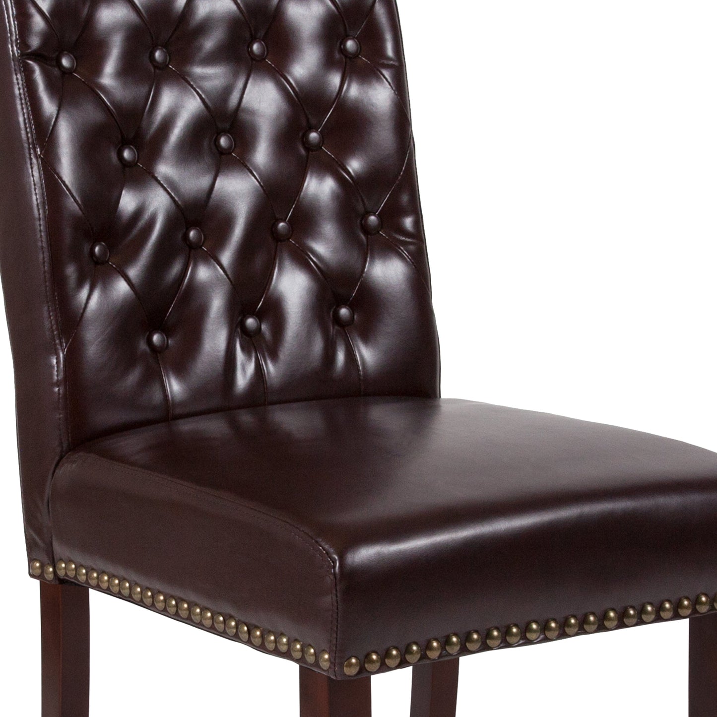 Brown Leather Parsons Chair BT-P-BRN-LEA-GG