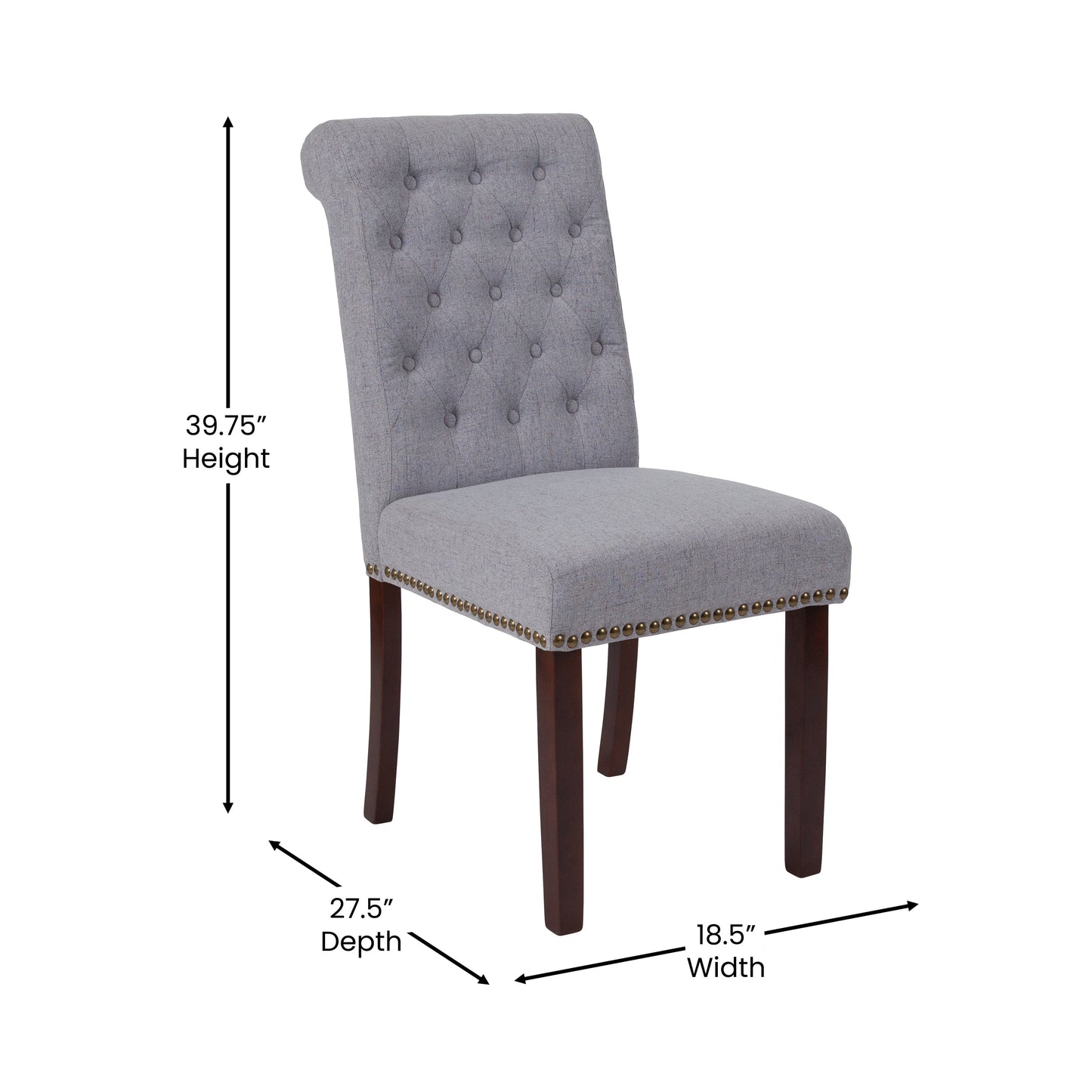 Lt Gray Fabric Parsons Chair BT-P-LTGY-FAB-GG