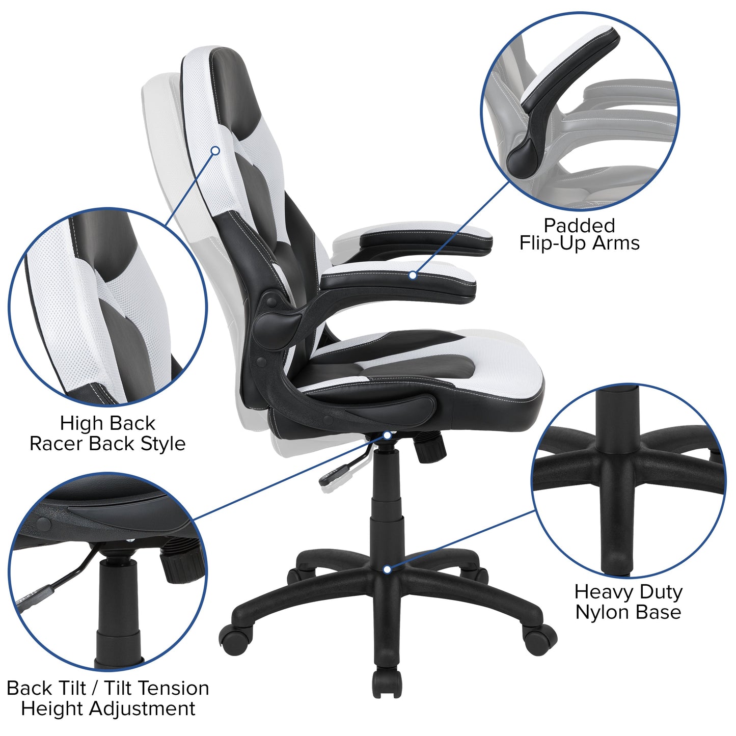 White Racing Gaming Chair CH-00095-WH-GG