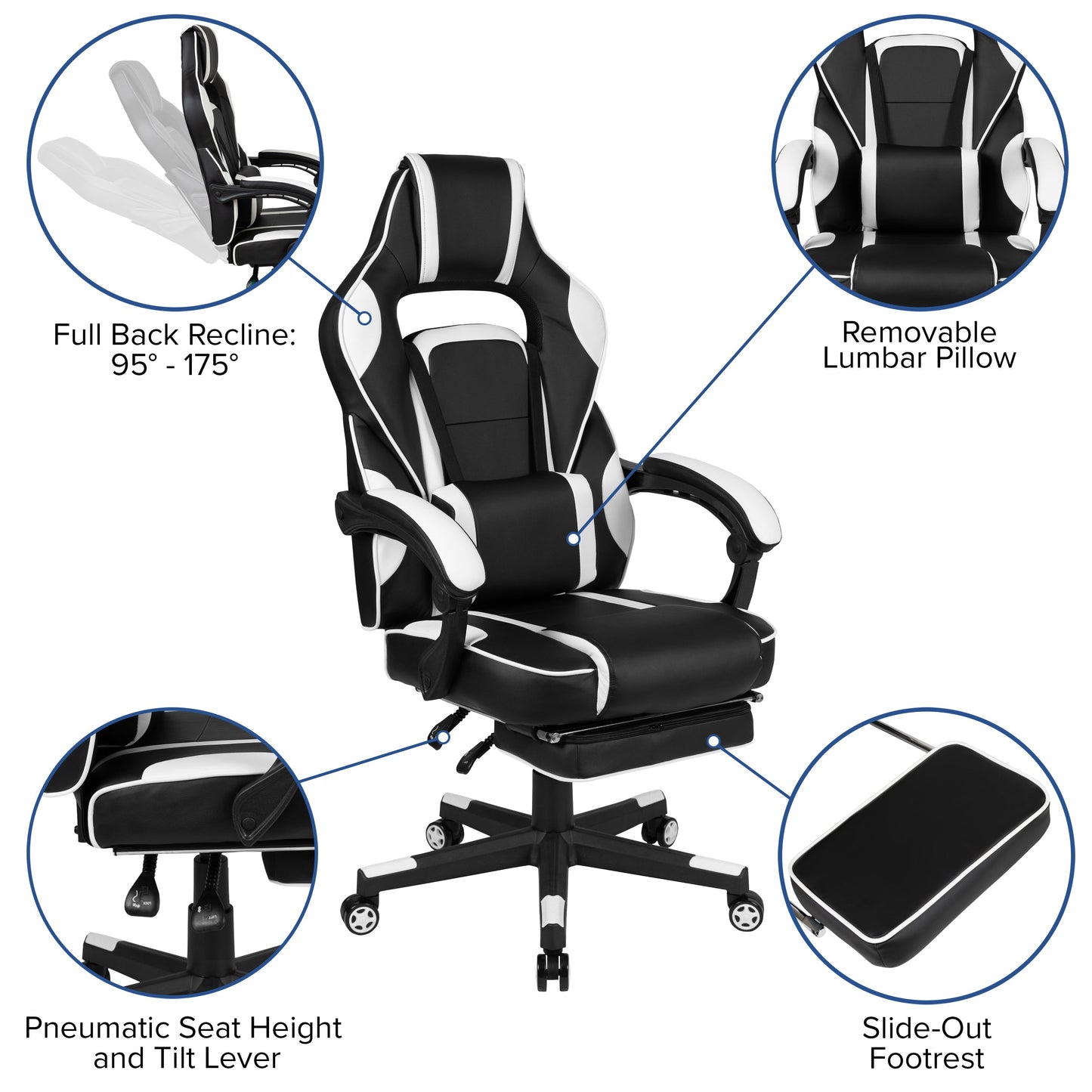 White Reclining Gaming Chair CH-00288-WH-GG