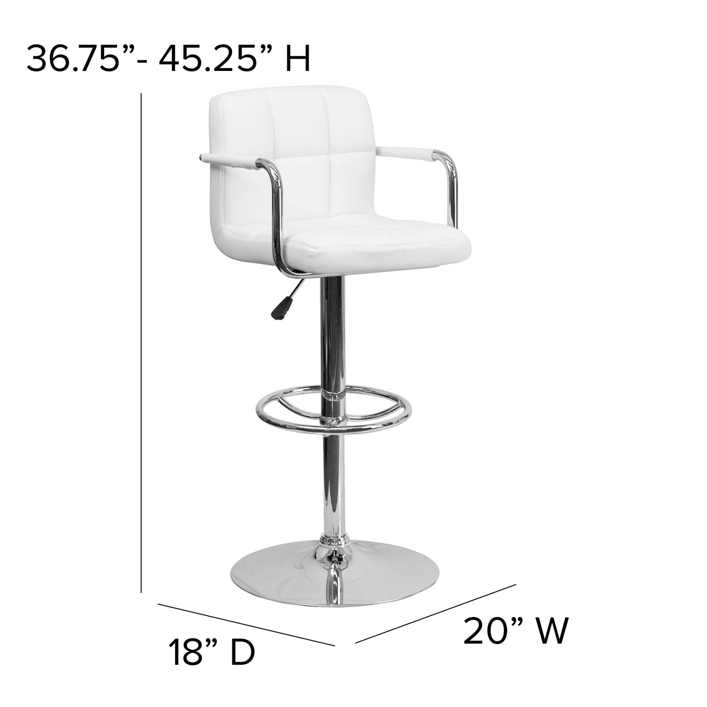 White Quilted Vinyl Barstool CH-102029-WH-GG