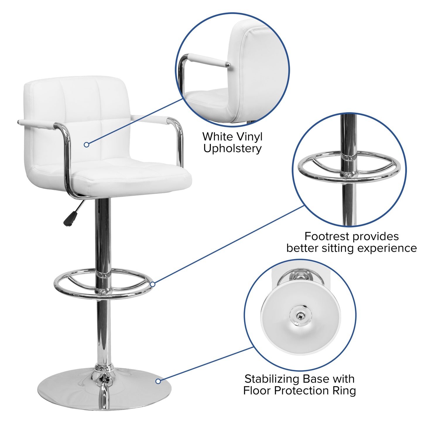 White Quilted Vinyl Barstool CH-102029-WH-GG