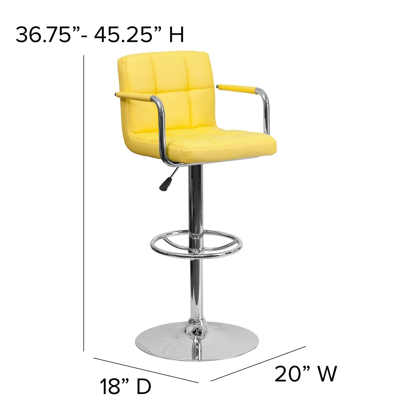 Yellow Quilted Vinyl Barstool CH-102029-YEL-GG