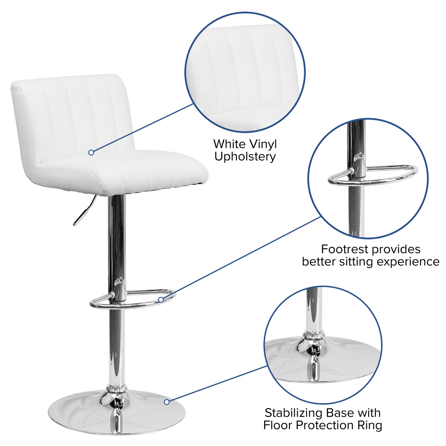 White Vinyl Barstool CH-112010-WH-GG