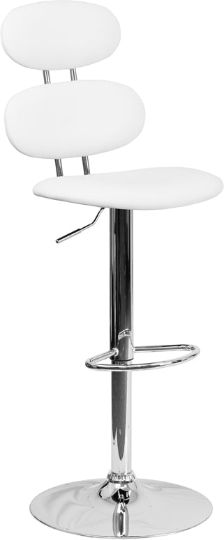 White Vinyl Barstool CH-112280-WH-GG