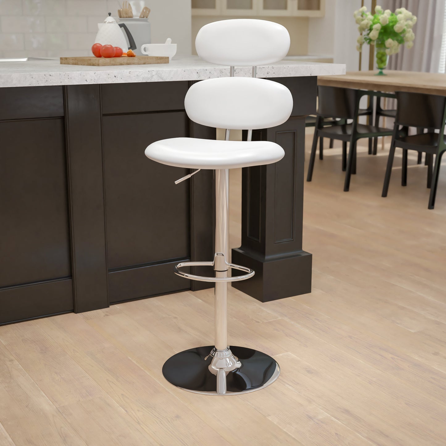 White Vinyl Barstool CH-112280-WH-GG