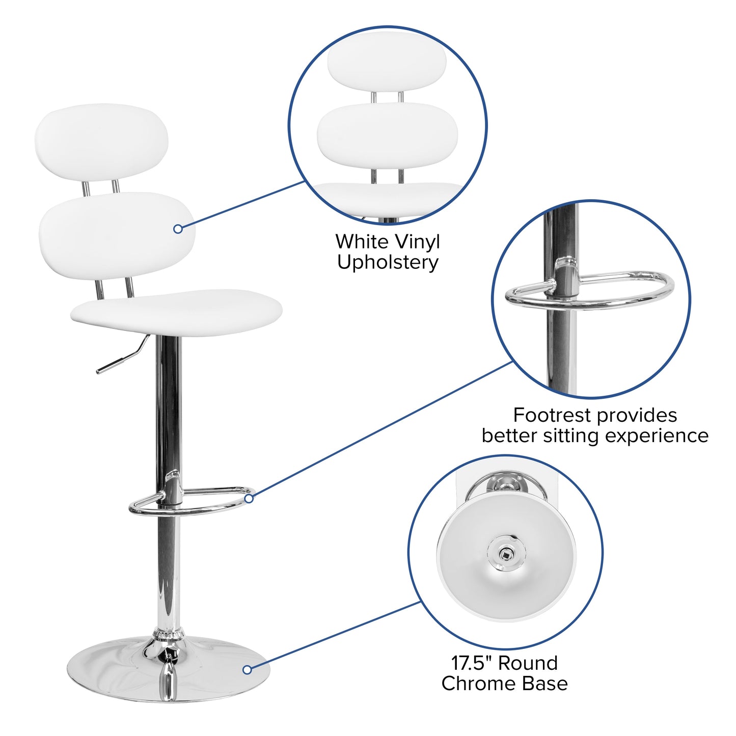 White Vinyl Barstool CH-112280-WH-GG