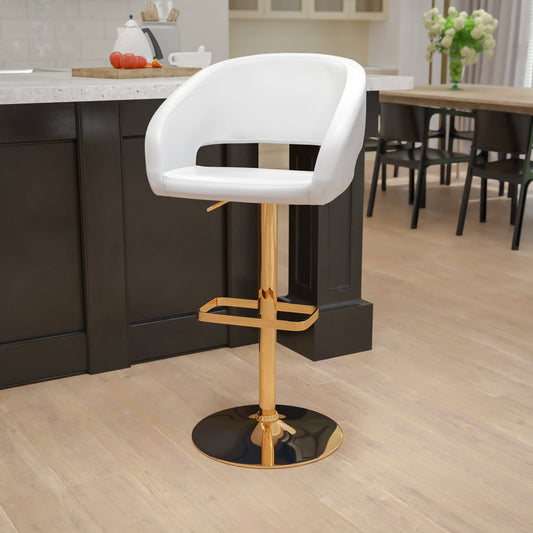 White Vinyl Barstool CH-122070-WH-G-GG