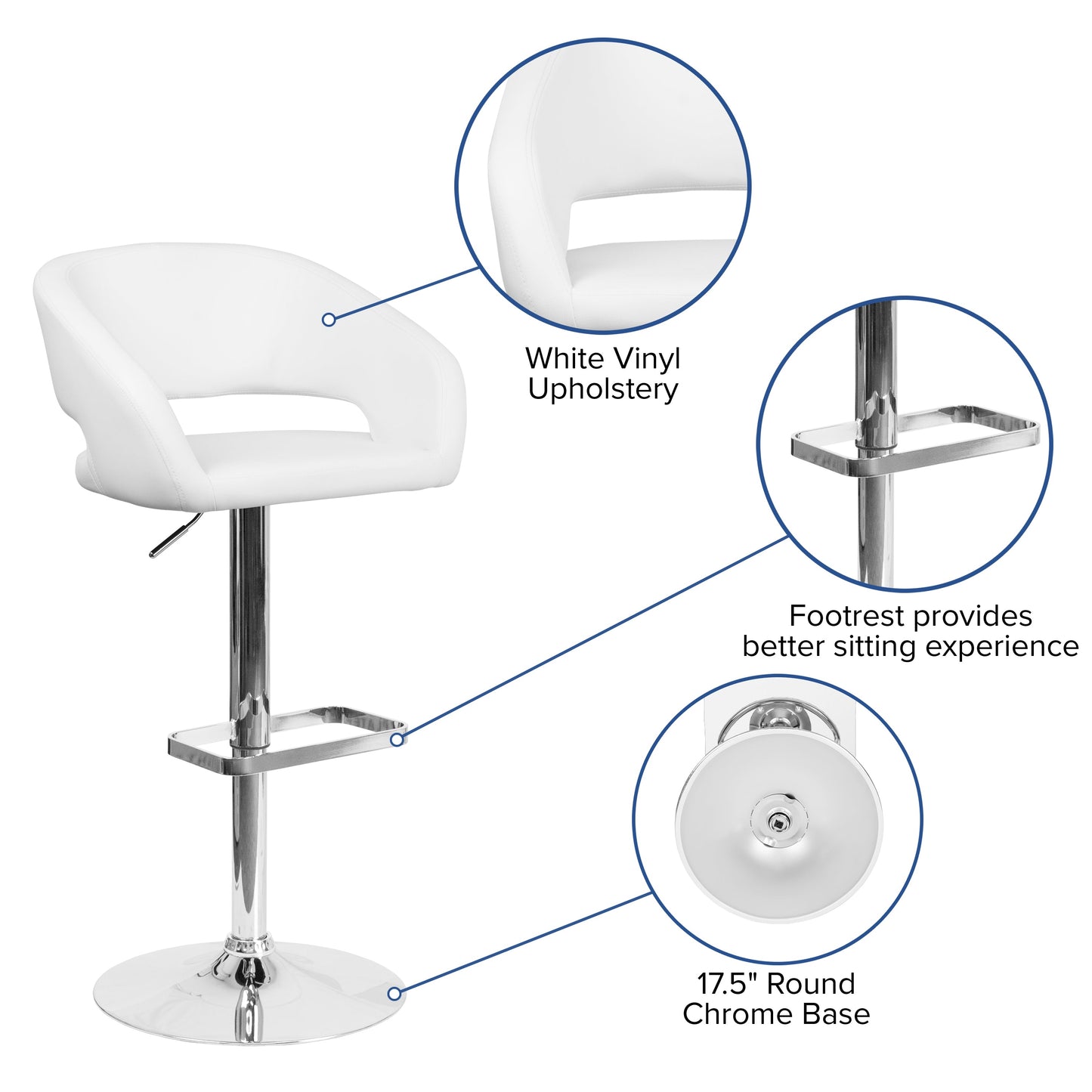 White Vinyl Barstool CH-122070-WH-GG