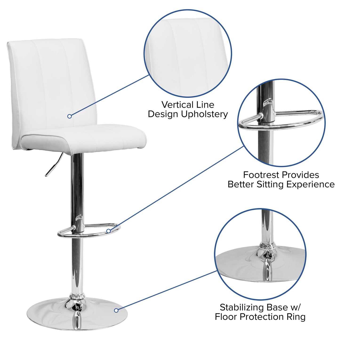 White Vinyl Barstool CH-122090-WH-GG