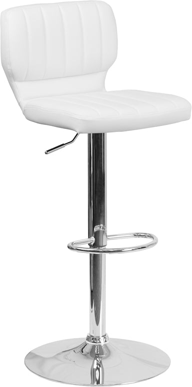 White Vinyl Barstool CH-132330-WH-GG