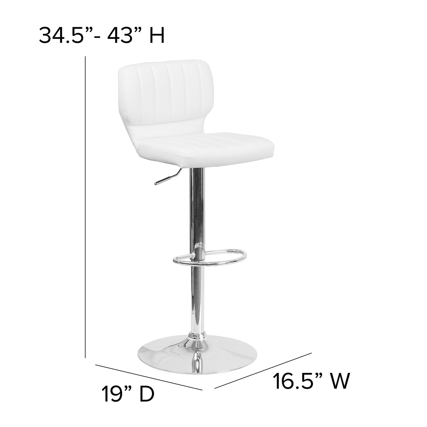 White Vinyl Barstool CH-132330-WH-GG