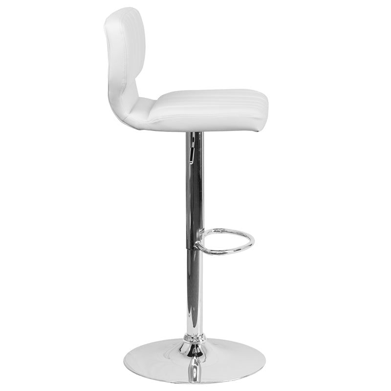 White Vinyl Barstool CH-132330-WH-GG