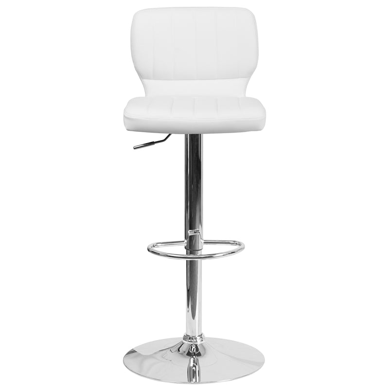 White Vinyl Barstool CH-132330-WH-GG