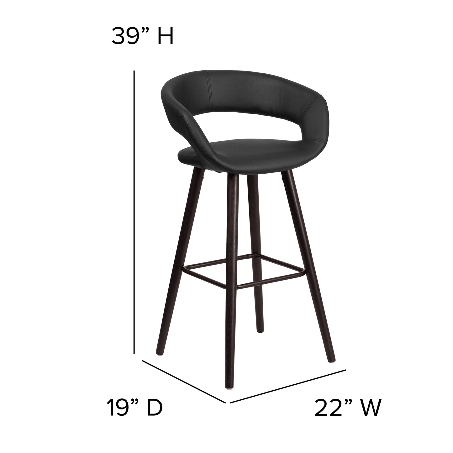 29"H Black Vinyl Barstool CH-152560-BK-VY-GG