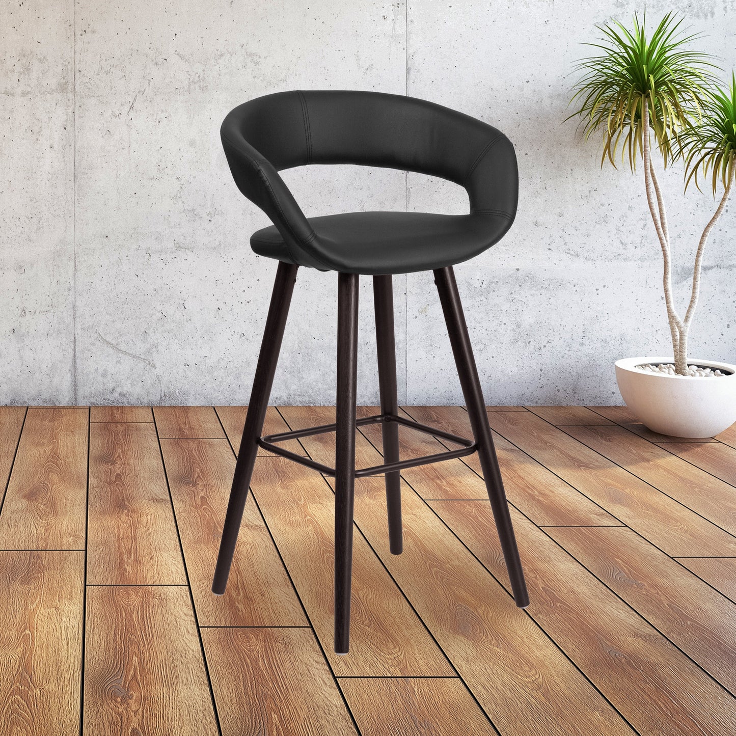 29"H Black Vinyl Barstool CH-152560-BK-VY-GG