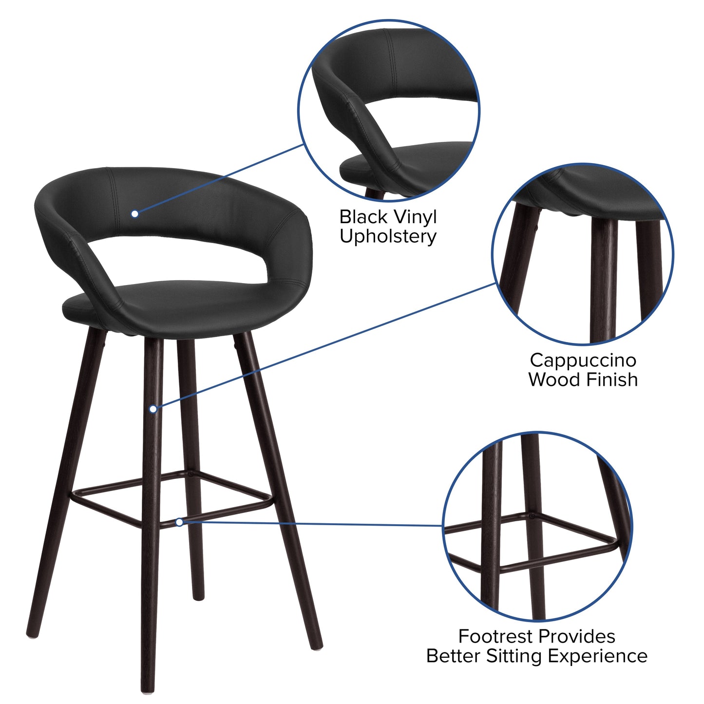 29"H Black Vinyl Barstool CH-152560-BK-VY-GG