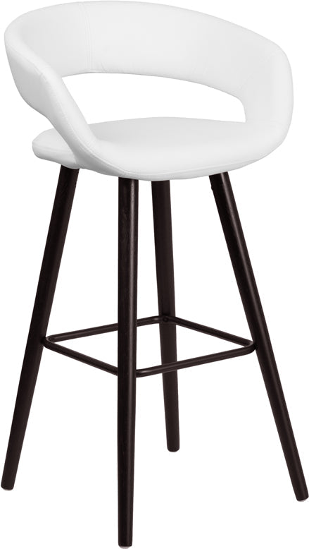 29"H White Vinyl Barstool CH-152560-WH-VY-GG