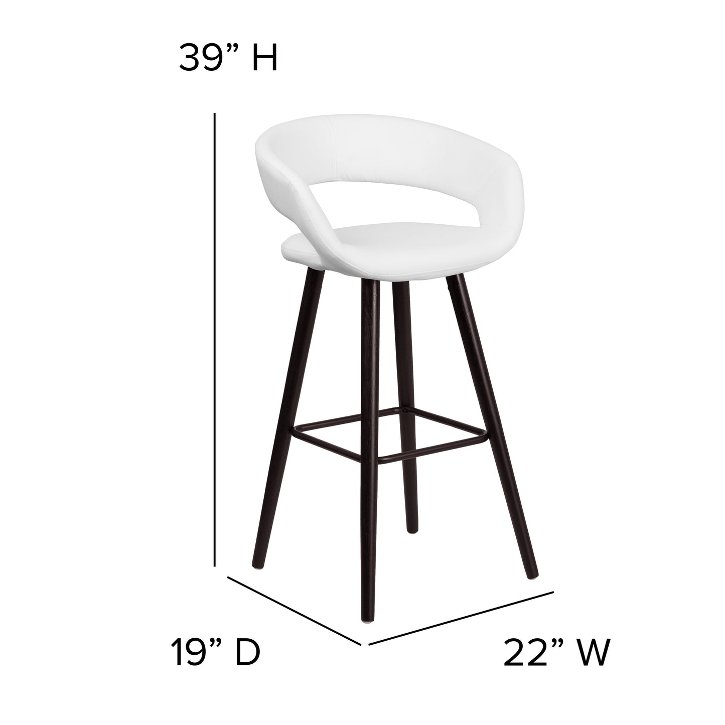 29"H White Vinyl Barstool CH-152560-WH-VY-GG