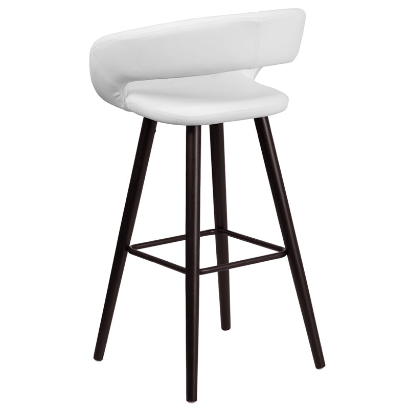 29"H White Vinyl Barstool CH-152560-WH-VY-GG