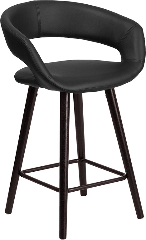 24"H Black Vinyl Counter Stool CH-152561-BK-VY-GG