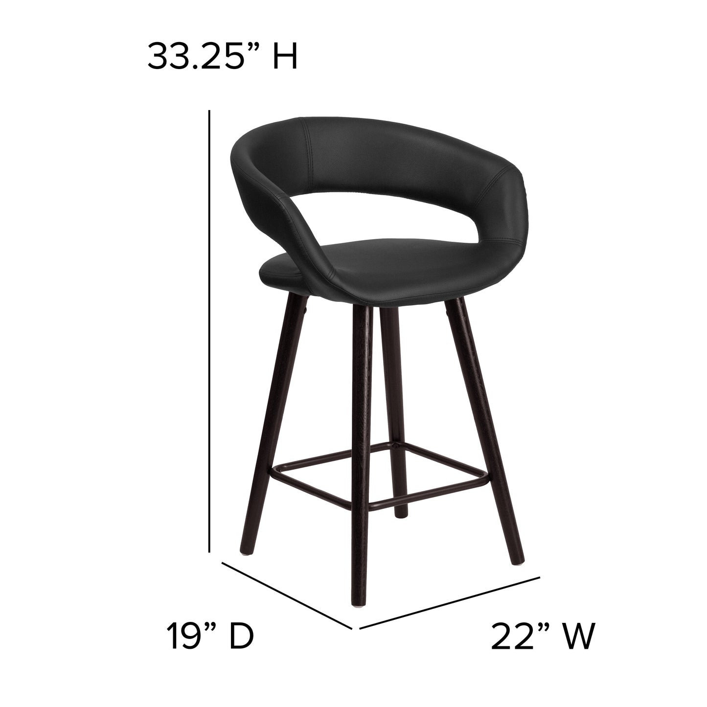 24"H Black Vinyl Counter Stool CH-152561-BK-VY-GG