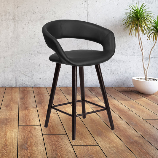 24"H Black Vinyl Counter Stool CH-152561-BK-VY-GG