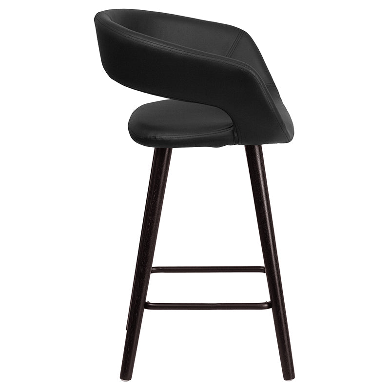 24"H Black Vinyl Counter Stool CH-152561-BK-VY-GG