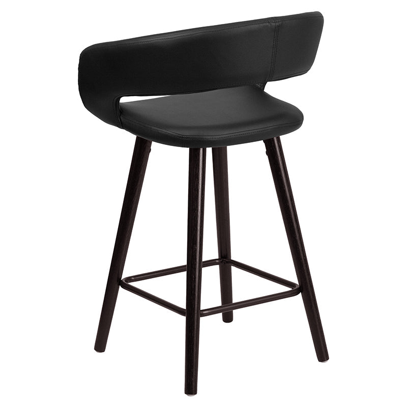 24"H Black Vinyl Counter Stool CH-152561-BK-VY-GG