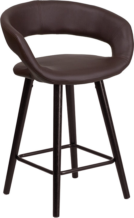 24"H Brown Vinyl Counter Stool CH-152561-BRN-VY-GG