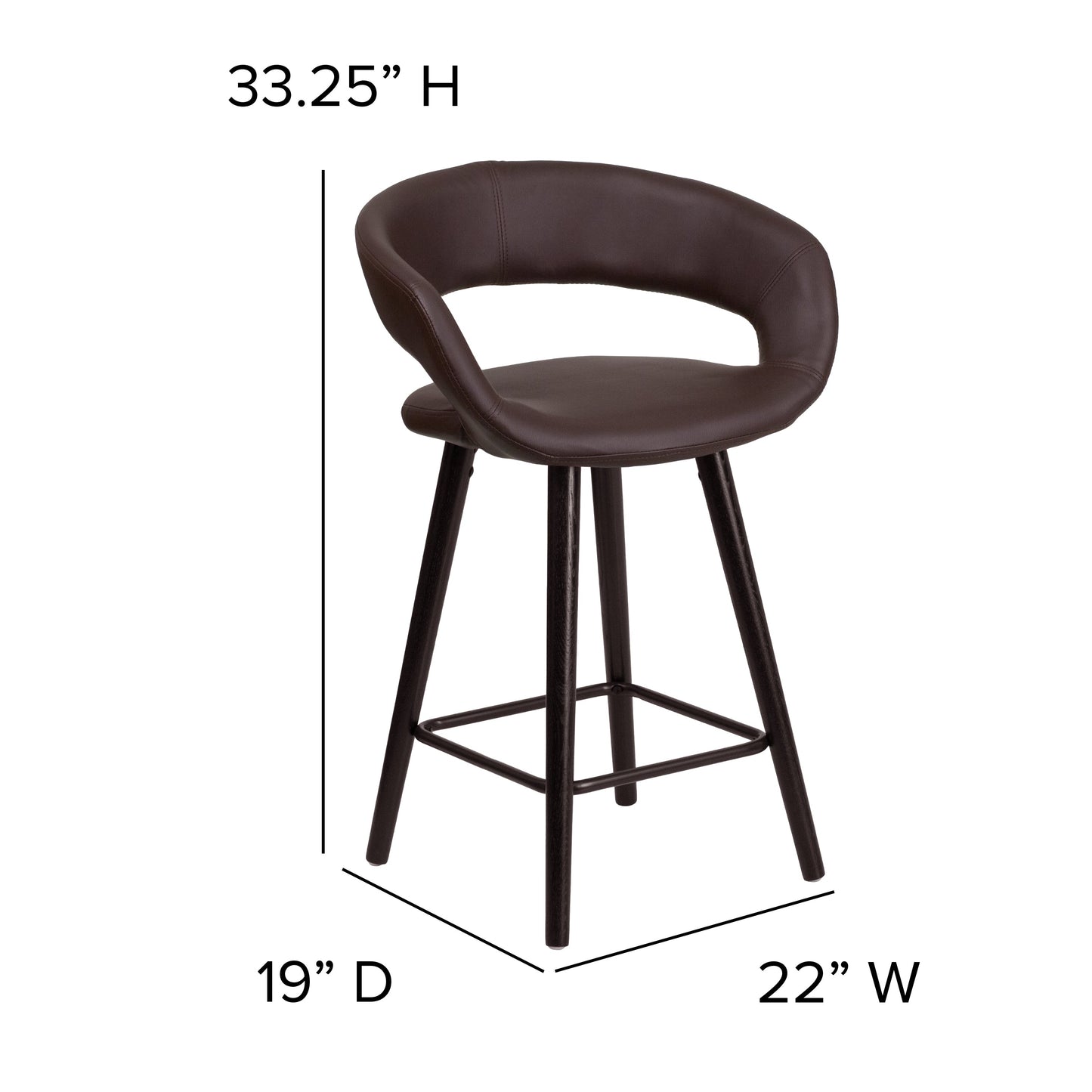 24"H Brown Vinyl Counter Stool CH-152561-BRN-VY-GG