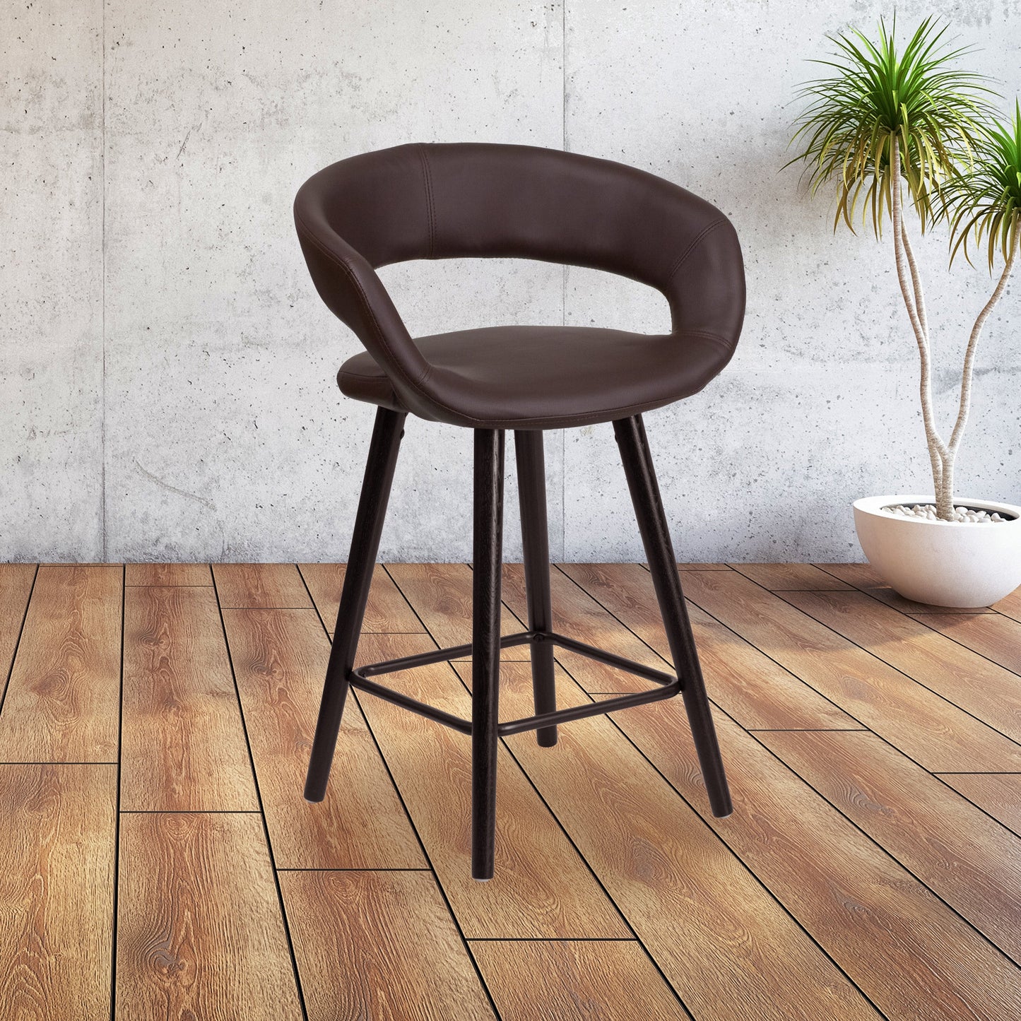 24"H Brown Vinyl Counter Stool CH-152561-BRN-VY-GG