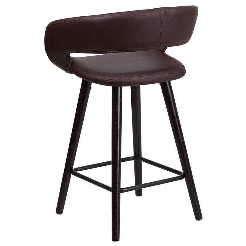 24"H Brown Vinyl Counter Stool CH-152561-BRN-VY-GG